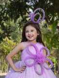Lilac Shimmer Flower Bow Party Short Frock
