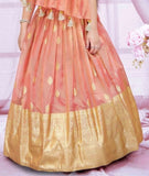 Peach Gold-Golden Glow Cape Long Gown