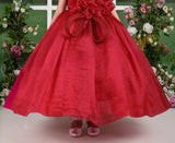 Ruby Red Couture Flower Bow Princess Gown | Party Wear Kids Dress for Girls