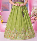 Green Purple Embroidered Party Wear Lehenga Choli