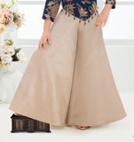 Blue & Beige Embroidered Palazzo Set