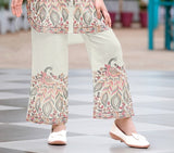 Ivory Sage Printed Kurta Palazzo Set | Kids Ethnic Outfit for Girls