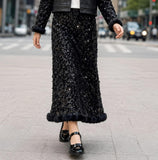 Black Sequin Jacket with Graphic T-Shirt & Sequin Skirt Set | Western Wear For Girls