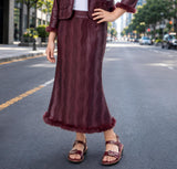 Brown Textured Jacket with Graphic T-Shirt & Long Skirt Set | Western Wear For Girls