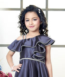 Royal Lavender One-Shoulder Satin Long Gown