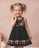 Black Tassel Embroidered One Piece Frock | Western Wear Dress for Girls