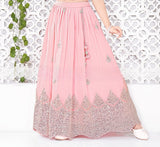 Baby Pink Sequined Floral Embroidered Lehenga Choli Set