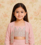 Sky Blue Sequin Embroidered Palazzo Set with Jacket