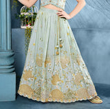 Mint Green Embroidered Lehenga Set