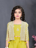 Lime Green Embroidered Jacket Palazzo Set