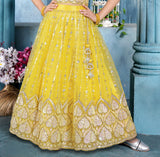 Mustard Yellow Mirror & Threadwork Embroidered Lehenga Set