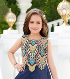Royal Navy Blue Embroidered Palazzo Set | Kids Ethnic Outfit for Girls