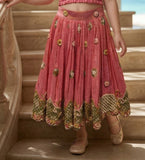 Rose Pink Embroidered Lehenga Set for Girls | Festive Designer Ethnic Wear