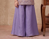 Lavender Embroidered Kurta with Palazzo & Dupatta Set | Ethnic Wear For Girls