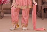 Peach Embroidered Anarkali Kurta & Pant Set with Dupatta | Festive & Party Wear