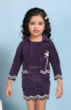Imperial Purple Winter Knit Dress Set | Party Wear Kids Dress for Girls