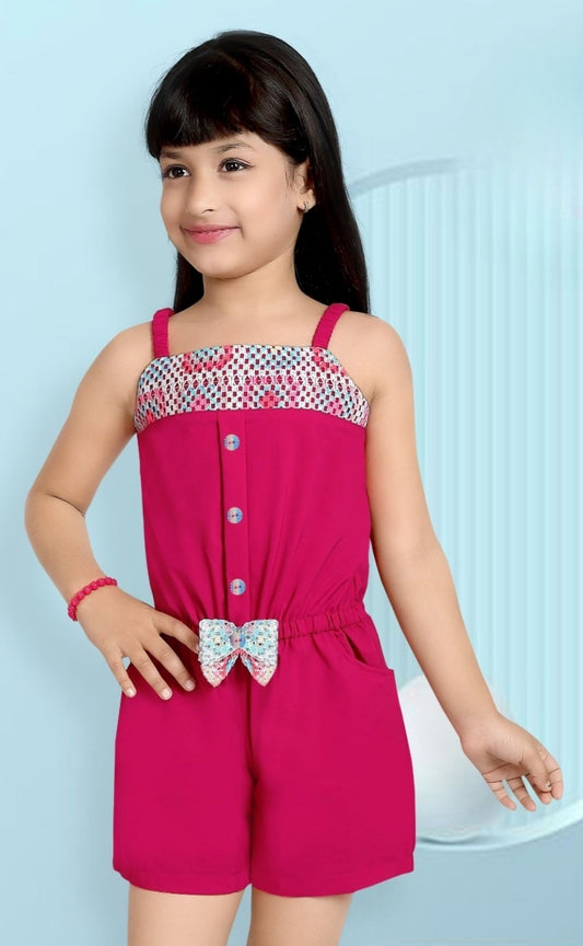 Rani Pink -Bow Button Jumpsuit