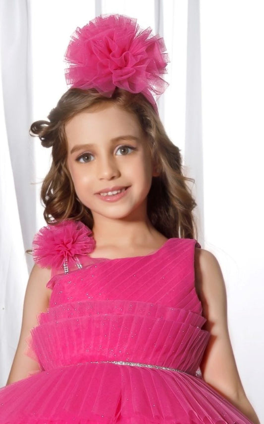 Pink -Layered Gajri Princess Short Frock