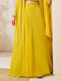 Yellow Mirror Work Cape Style Palazzo Set