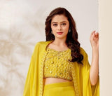 Yellow Mirror Work Cape Style Palazzo Set
