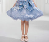Glacier Blue 3D Flower Designer Short Frock