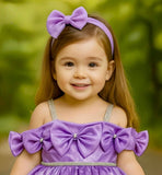 Purple Satin Bow Baby Party Dress