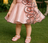 Peach Pink Swirl Designer Short Frock