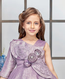 Pink One-Shoulder Satin Party Short Frock