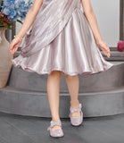 Champagne Pink Pleated Luxury Short Frock