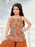 Rust Orange Embroidered Sharara Set | Kids Ethnic Outfit for Girls