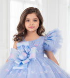 Ice Blue One-Shoulder Designer Princess Short Frock