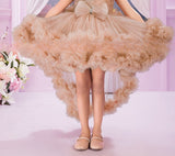 Soft Gold Premium Feathered High-Low Short Frock