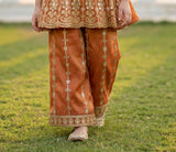 Orange Embellished Kurti Palazzo Set for Girls | Festive Ethnic Wear