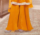 Mustard Yellow Mirror Work Kurti with Palazzo & Dupatta