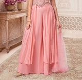 Pink Embellished Palazzo Set