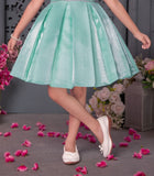 Crystal Blue Mint Designer Party Short Frock
