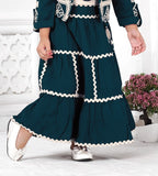 Emerald Green Grace Ethnic Skirt Top Set | Party Wear Kids Outfit for Girls
