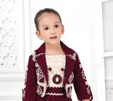 Emerald Green & Maroon Grace Ethnic Skirt Top Set | Party Wear Kids Outfit for Girls