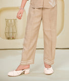 Beige Elegant Embroidered Co-ord Set