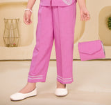 Purple Classic Leaf Embroidered Co-Ord Set