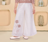Chocolate Brown Embroidered Top White Palazzo Set | Party Wear Kids Outfit for Girls