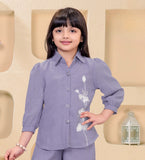 Purple Embroidered Shirt & Palazzo Co-Ord Set | Western Wear Kids Outfit for Girls