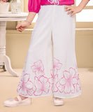 Hot Pink Embroidered Top with White Floral Palazzo | Casual Kids Co-Ord Outfit for Girls