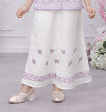 Purple Embroidered Kurta with Ivory Palazzo Set | Kids Western Wear Outfit for Girls
