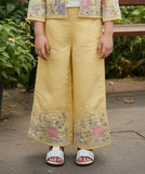 Yellow Embroidered Jacket Co-Ord Set with Top & Palazzo | Kids Western Wear Outfit for Girls