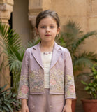 Purple Embroidered Jacket Co-Ord Set with Top & Palazzo | Kids Western Wear Outfit for Girls