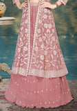 Rose Pink -Gulbahar Embroidered Layered Lehenga  Set