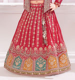 Rani Pink with Multi-Colors Embroidered Jacket Lehenga Set