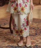 Onion Pink Floral Lace Embroidered Kurti Pant Set