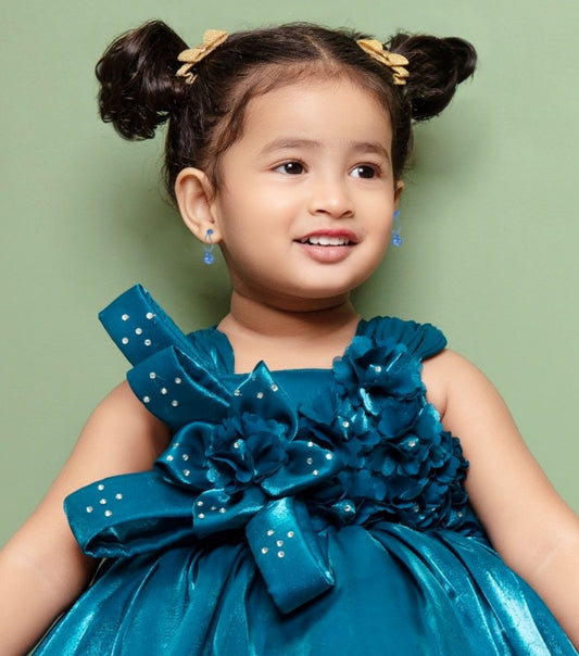 Teal Blue -Petal Bloom Baby Short Frock